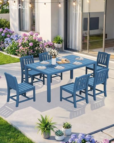 SERWALL Outdoor Dining Chairs Set of 4, Blue
