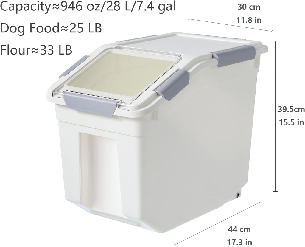 LISM 2 Pack Dog Food Storage Container with Scoop,Large Airtight Pet Dog Food Bin,Container for Dog Treats Rice,Dog Cat Dry Food Bin,Baking Supplies,Flour,Rice,Kitchen Pantry Cereal(25 LB)