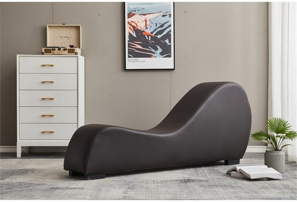 Kolar Faux Leather Yoga Chaise Lounge Chair, Relaxation, Streching, in Brown