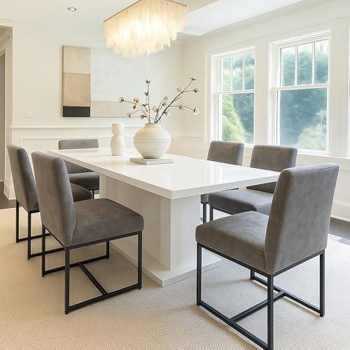 HNY Modern Dining Chairs Set of 6, Upholstered Leather Dining Room Chairs wit...