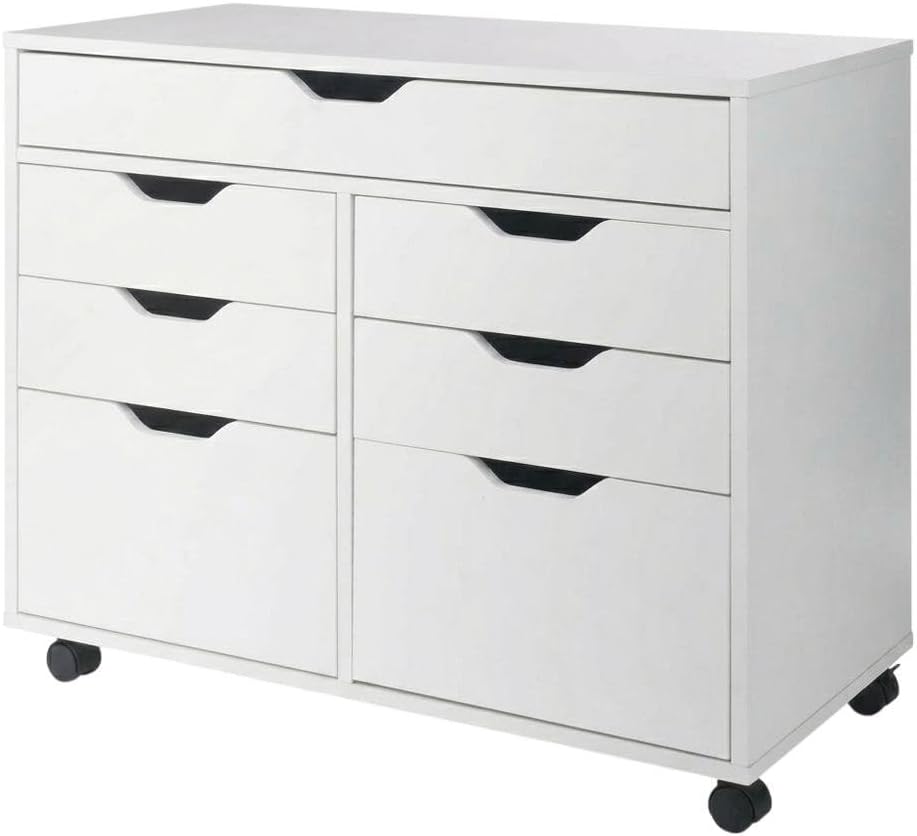 Furnifact White Storage Cabinet, Contemporary Pantry Organizer, Durable Compo...