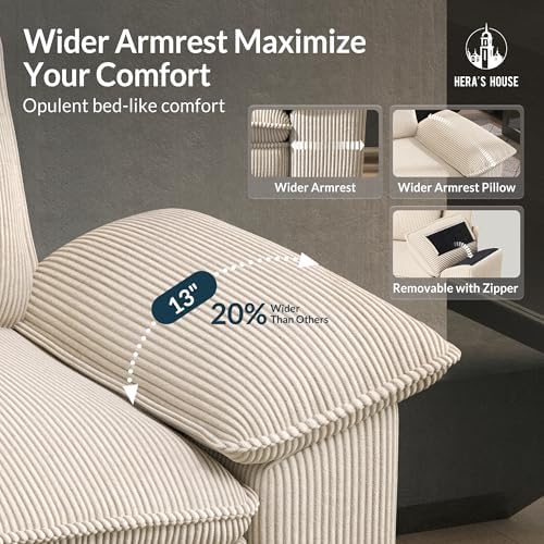 HERA'S HOUSE 3-Seat L Shaped Modular Cloud Couch Sectional Sofa Ottoman