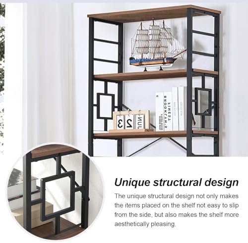 HOMISSUE Tall Bookshelf, 84 Inch Industrial Bookshelf with Metal Frame and Op...