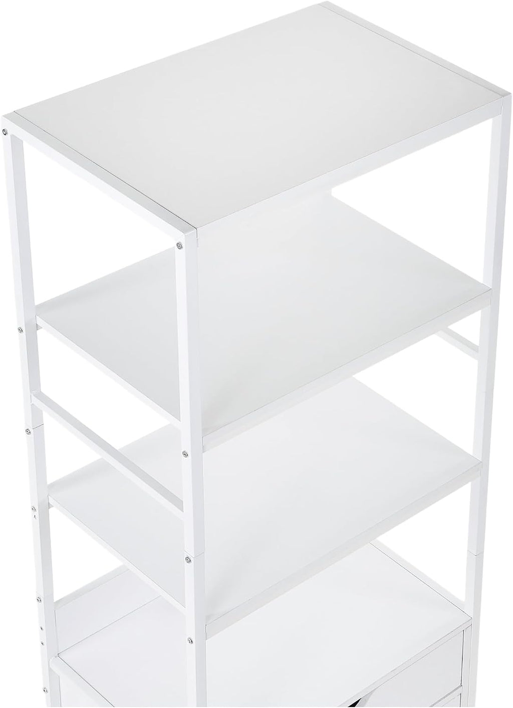 VECELO 3 Tier Freestanding Microwave Stand with Charging Station, Farmhouse Coffee Bar Cabinet with Drawer & Open Storage Shelves, Kitchen Counter Rack Compatible with 1.0 Cu.Ft Microwave Oven, White