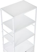 VECELO 3 Tier Freestanding Microwave Stand with Charging Station, Farmhouse Coffee Bar Cabinet with Drawer & Open Storage Shelves, Kitchen Counter Rack Compatible with 1.0 Cu.Ft Microwave Oven, White