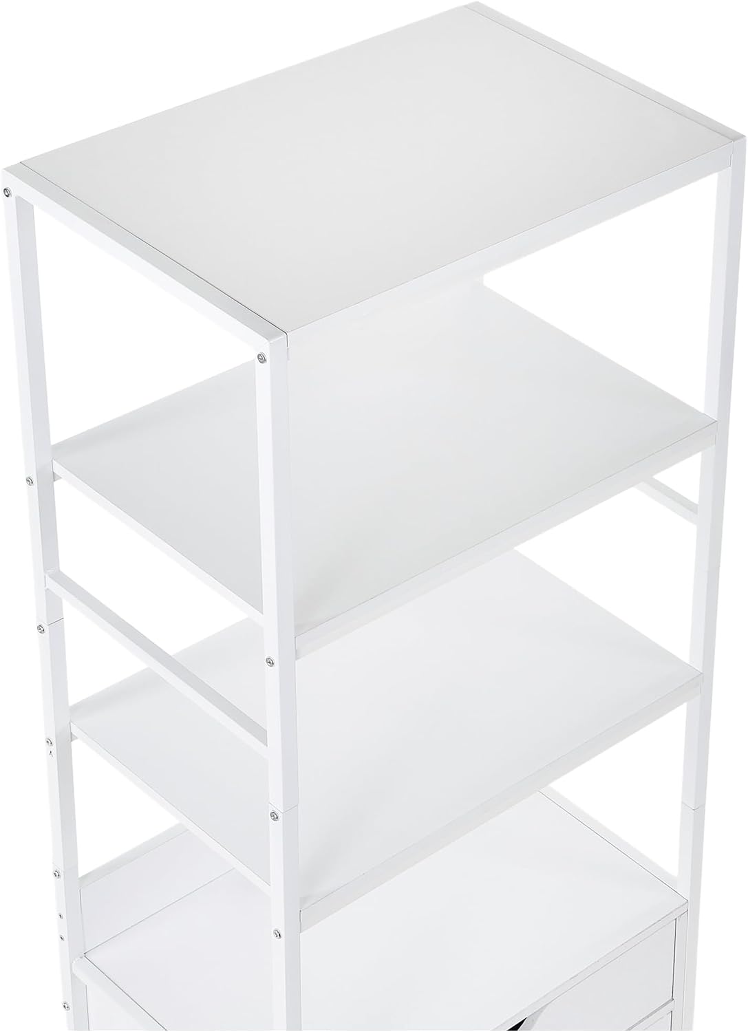 VECELO 3 Tier Freestanding Microwave Stand with Charging Station, Farmhouse Coffee Bar Cabinet with Drawer & Open Storage Shelves, Kitchen Counter Rack Compatible with 1.0 Cu.Ft Microwave Oven, White