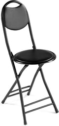 18 Inch Folding Bar Stool with Back, Portable Counter Height Folding Chairs, for Camping, Party, Balcony, Garden (Color : Black, Size : 46cm/18inch)