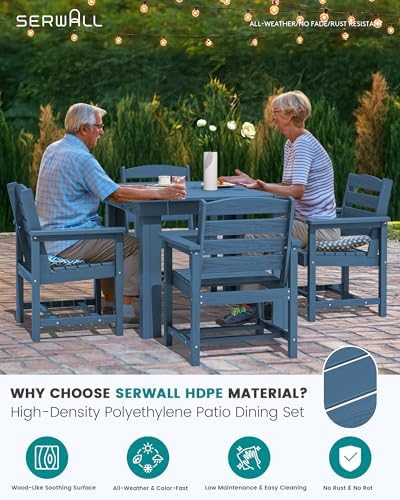 SERWALL HDPE Outdoor Square Dining Set for 4