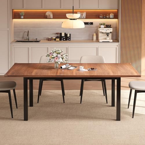 Einhomn Extendable Dining Table for 4-6, 63" Modern Kitchen Table, Farmh...