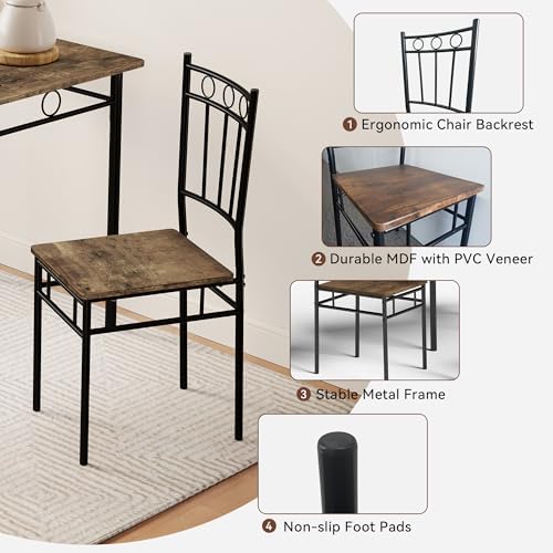 Vipbear Kitchen Dining Table Set for 4, 5-Piece Kitchen Table Set,Dining Room...