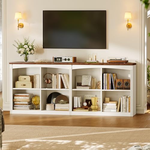 UPOSOJA 63’’ Extra Long 8 Cube Storage Organizer Bookcase,Long Bookshelf, Cub...