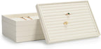 Jewelry Ring Display Tray Beige Microfiber Ring Earrings Display Organizer Tray