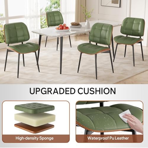 Dining Chairs Set of 4, Mid Century Modern Dining Room Chairs, Upholstered Fa...