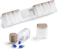 Weekly Pill Organizer Magnetic, Removable Pill Box 7 Day 1 Time a Day, Large Pill Case Travel, Week Once Daily Medication Dispenser, Medicine Container Holder for Supplement Vitamin, Brown