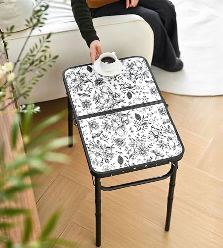 Outdoor Side Table, Portable 3 Adjustable Height, Small Folding Table