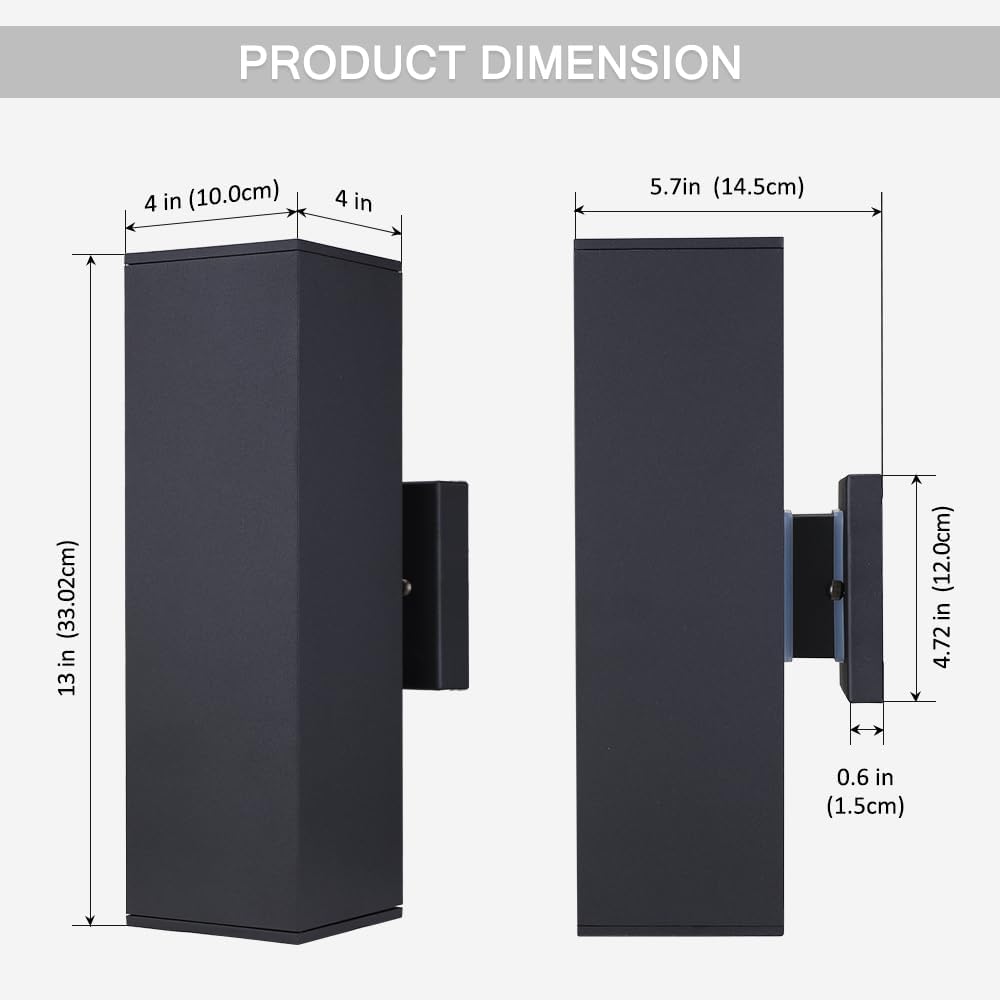 Cerdeco Aluminum Modern Outdoor Wall Light, Exterior Up Down Light Fixtures M...