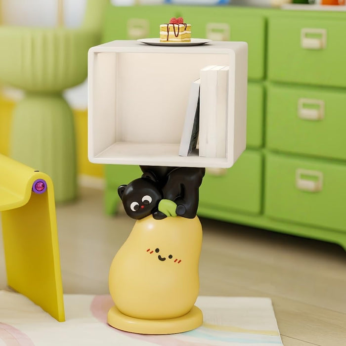 Narrow Bedside Table, Mini Cartoon Bedside Cabinet, Cute Cream Style Nightstand, Night Stand for Bedroom, Living Room(Yellow)