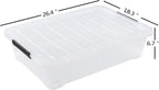 4-pack 40 Quarts Large Shallow Storage Bins, Plastic Under Bed Box Totes with Wheels