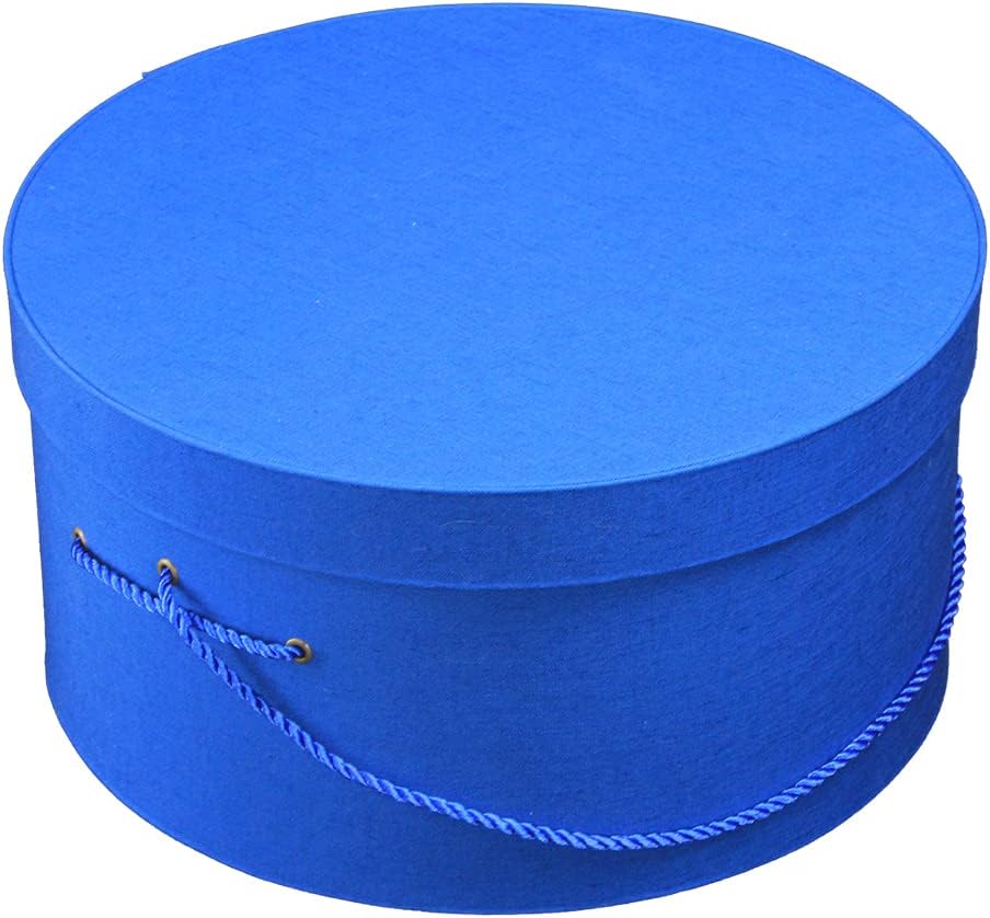 Sarah's Hat Boxes Classic Royal Hat Box – 21.5" x 11.5" (Dia. x Ht.) Handmade in USA – Odorless Non-Toxic Adhesive, Cording Handle – Premium Storage for Hats & Accessories