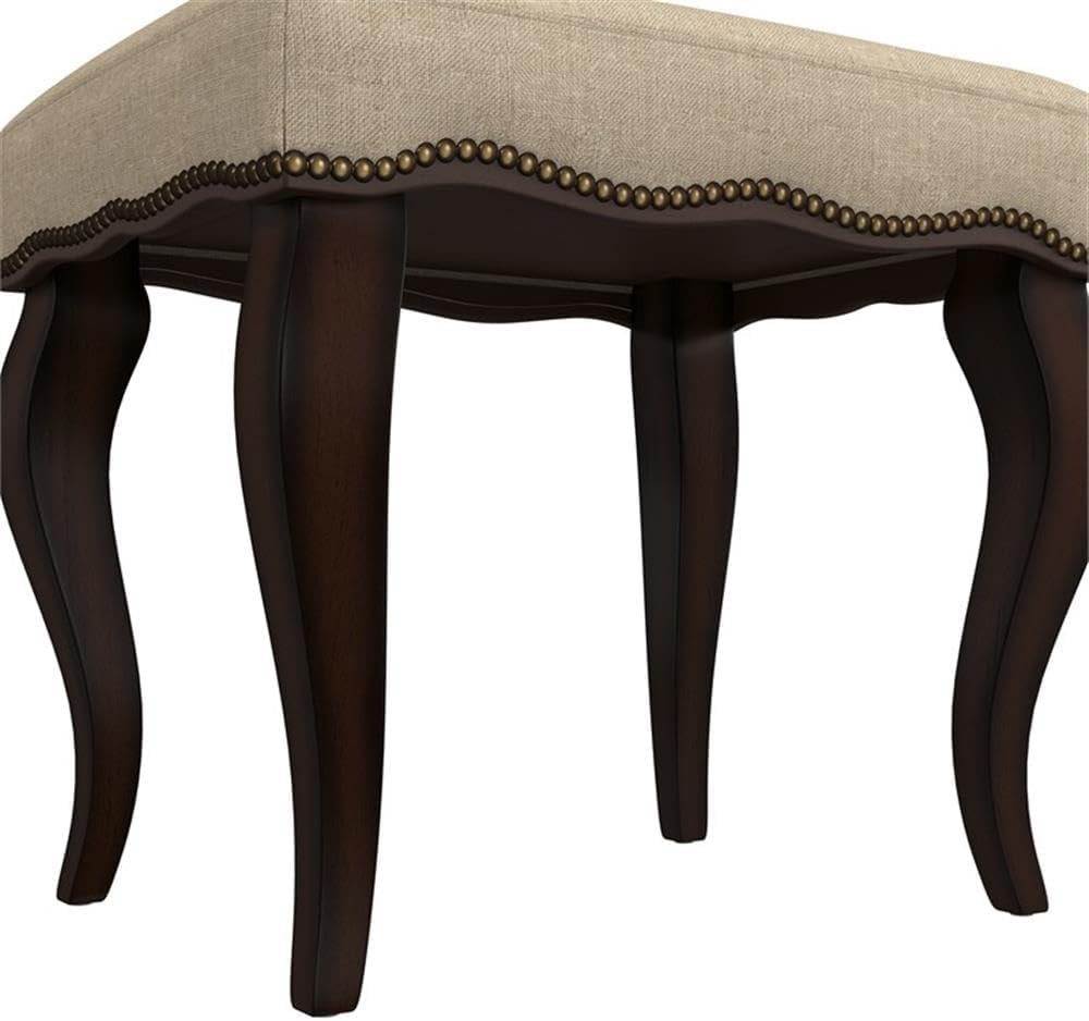 Hillsdale Hamilton Wood and Upholstered Backless Vanity Stool for Makeup Room...