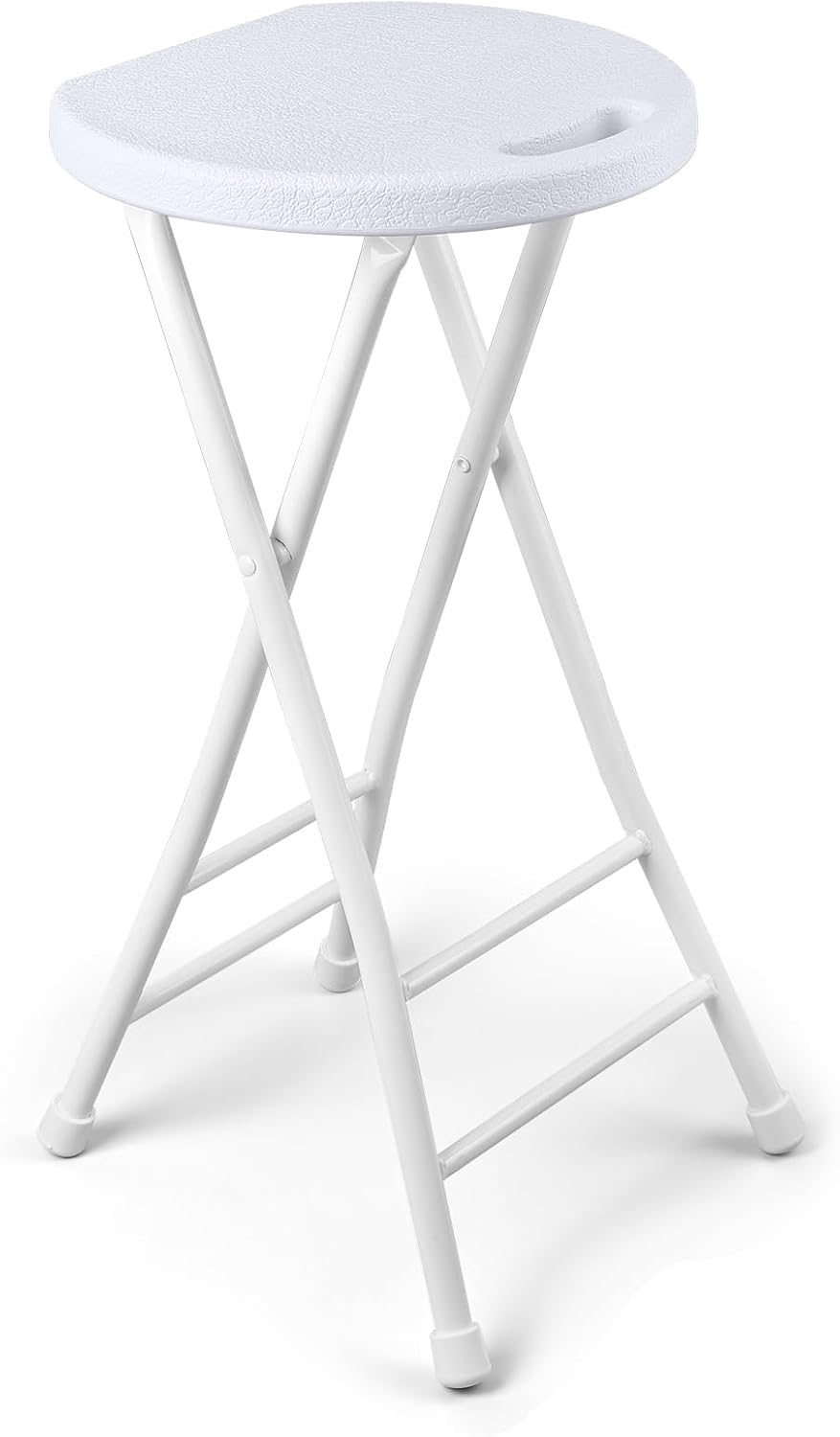 Folding Stool, White 24 Inch Foldable Bar Stool with Handle | Portable Seat, ...