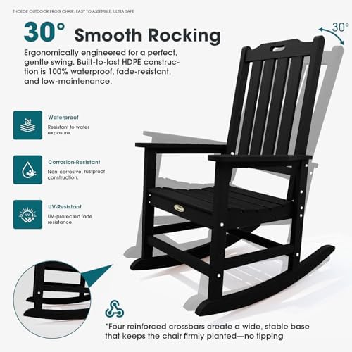 THOEOE Outdoor Rocking Chairs Set of 2, Oversized Patio Rocking Chair | HDPE ...