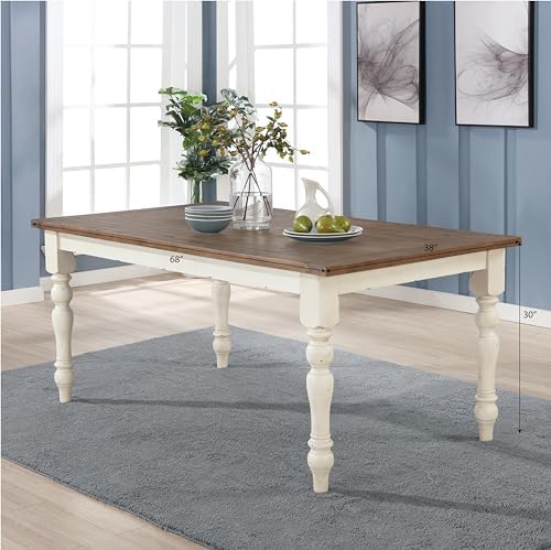 Roundhill Furniture Prato 7-Piece Dining Table Set with Cross Back Chairs, An...