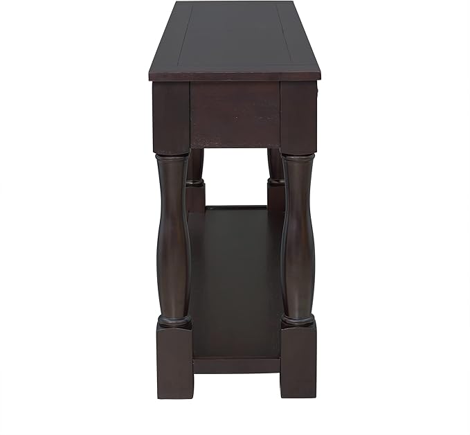 Merax 64" Classic Wood Console Table with Drawers and Bottom Shelf for Entryway Hallway Living Room (Espresso)