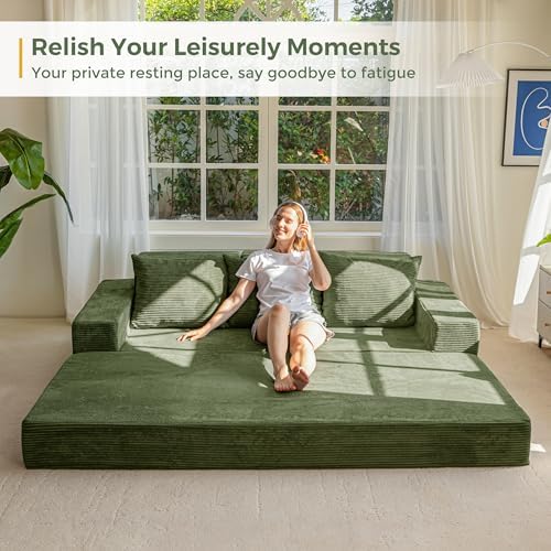 MAXYOYO Convertible Sofa Bed, 80" Oversized Loveseat Couch 4 in 1 Foldab...