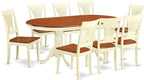 East West Furniture PLAI9-WHI-W 9 Piece Dining Table Set Includes an Oval Dinner Table with Butterfly Leaf and 8 Dining Room Chairs, 42x78 Inch, Buttermilk & Cherry