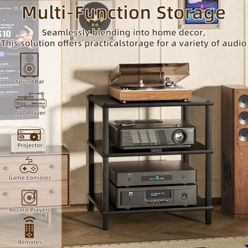 LELELINKY 3-Tier AV Media Player Stand, Stereo Cabinet, Modern Stereo Cabine,...