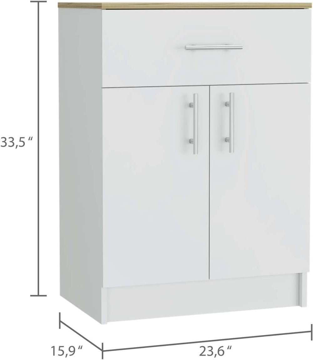 2 Piece Kitchen Set with Island Table and Pantry Cabinet | Includes pre-drill...