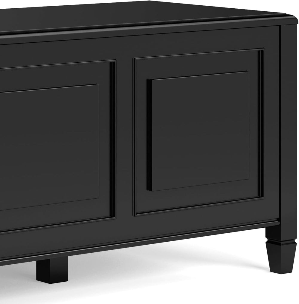 SIMPLIHOME Connaught 51" Wide Solid Wood Trunk Bench in Black | Traditio...