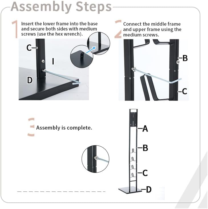 Vacuum Cleaner Stand Freestanding Holder with Accessory Storage for Vacuum Cleaners & Accessories - White Metal