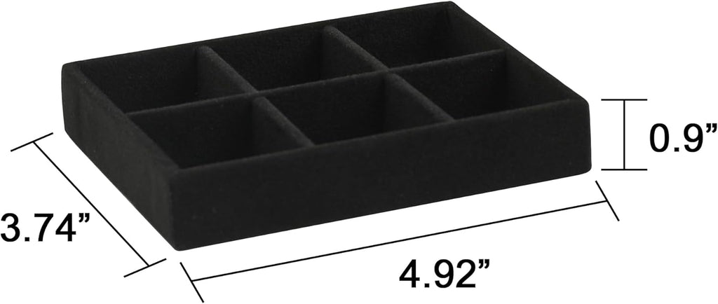 Frebeauty Small Jewelry Tray Set,Stackable Velvet Jewelry Organizer Tray,Mini Jewelry Drawer Organizer,Drawer Inserts,4.92 x 3.74 x 0.9 Inches,Earring Organizer for Women(Set 9,Black)