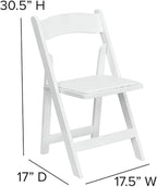 Flash Furniture Hercules Series Beechwood Folding Event Chairs with Padded Seats, Modern Wooden Folding Banquet Chairs, Set of 4, White