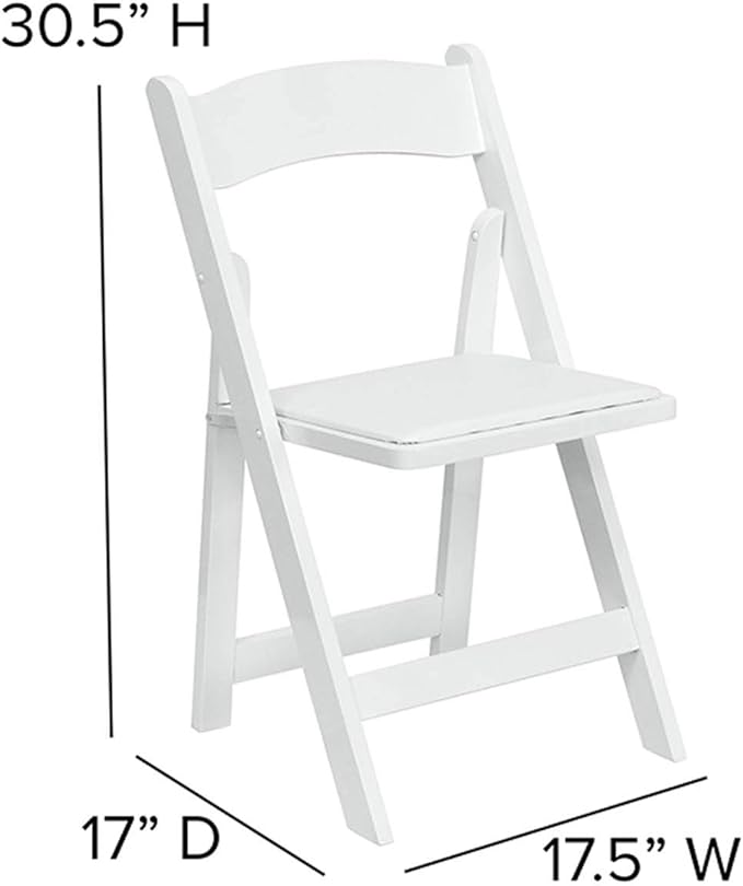 Flash Furniture Hercules Series Beechwood Folding Event Chairs with Padded Seats, Modern Wooden Folding Banquet Chairs, Set of 4, White