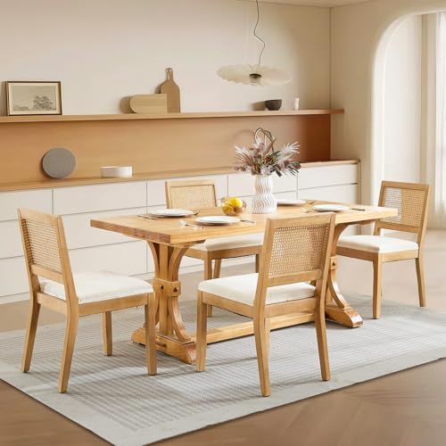 SoarFlash French Dining Chairs Set of 4, Vintage Louis Dining Chairs with Rat...