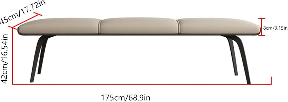 Modern Bedroom Bench Leathers, Upholstered End of Bed with Padded Seat and Me...
