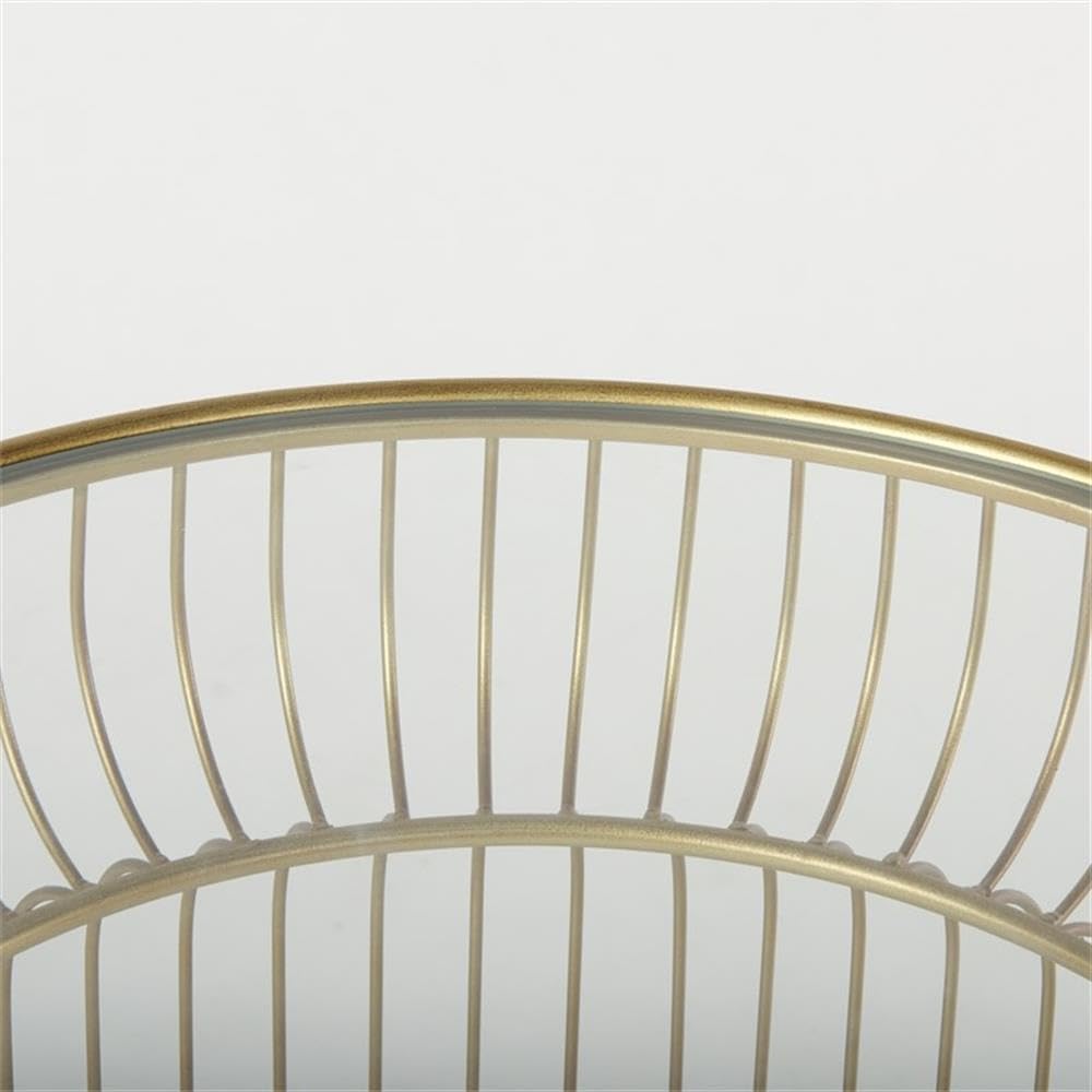 Pemberly Row Set of 2 Round Metal Accent Tables, Gold Cage-Like Base, Tempere...