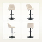 COLAMY Bar Stools Set of 2, Modern Swivel Bar Chairs, Adjustable Upholstered Barstools Counter Height with Full Backrest for Bar, Dining Room, Kitchen Island, Beige
