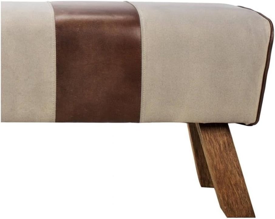 Moe's Home Collection Pommel 18.5" Leather Upholstered Bench in Brow...