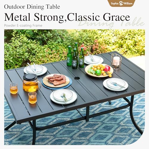 Sophia & William 7-Piece Patio Dining Set, Metal Table, Stright Leg Chairs