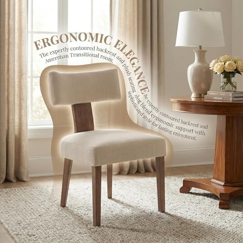 VESCASA Mid Century Modern Dining Chairs Set of 4, Upholstered Linen Dining R...