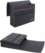 Bedside Caddy for Dorm and Bed Storage - Black Felt Organizer with 5 Pockets for Book, Phone, Tablet, iPad and Remote Holder
