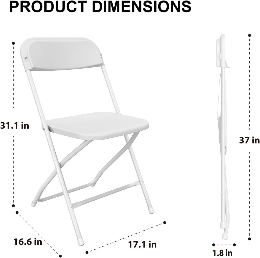 10 Pack White Folding Chairs for Office Wedding School, 350LBS