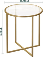 SAYGOER Small Round Dining Table for 2,Glass Circle Kitchen Dinner Table,26.7'' Multifuntional Modern Desk for Dining Room,Office,Kitchen,Apartment,Easy Assembly,Gold
