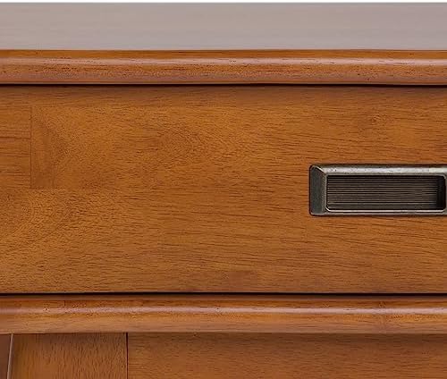 SIMPLIHOME Draper 22" Wide Solid Wood Rectangular End Table in Teak Brown