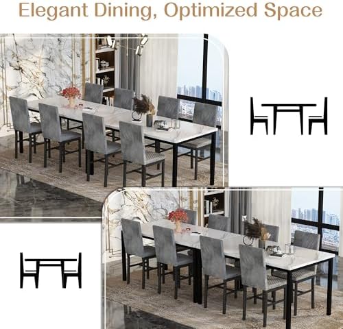 Recaceik Dining Table Set for 4, Kitchen Table and Chairs Set of 4 Modern Fau...