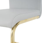 Goujxcy Dining Chairs Set of 2, Modern High Back Kitchen Chairs with Metal Legs and Faux Leather Padded Seat Upholstered Dining Chairs for Dining & Kitchen,Living Room (Light Gray&Gold, Set of 2)